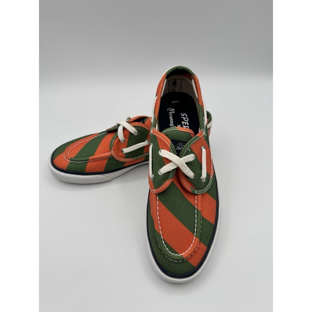 Sperry Top Sider X Row Blazers Rugby Stripe Seamate boat shoe Size 6.5 Orange